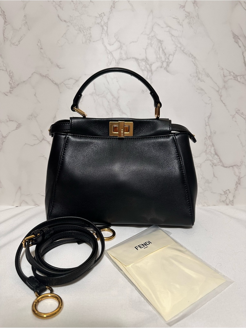 FENDI ❤️🌟PEEKABOO MINI BLACK CALF LEATHER ⭐️
